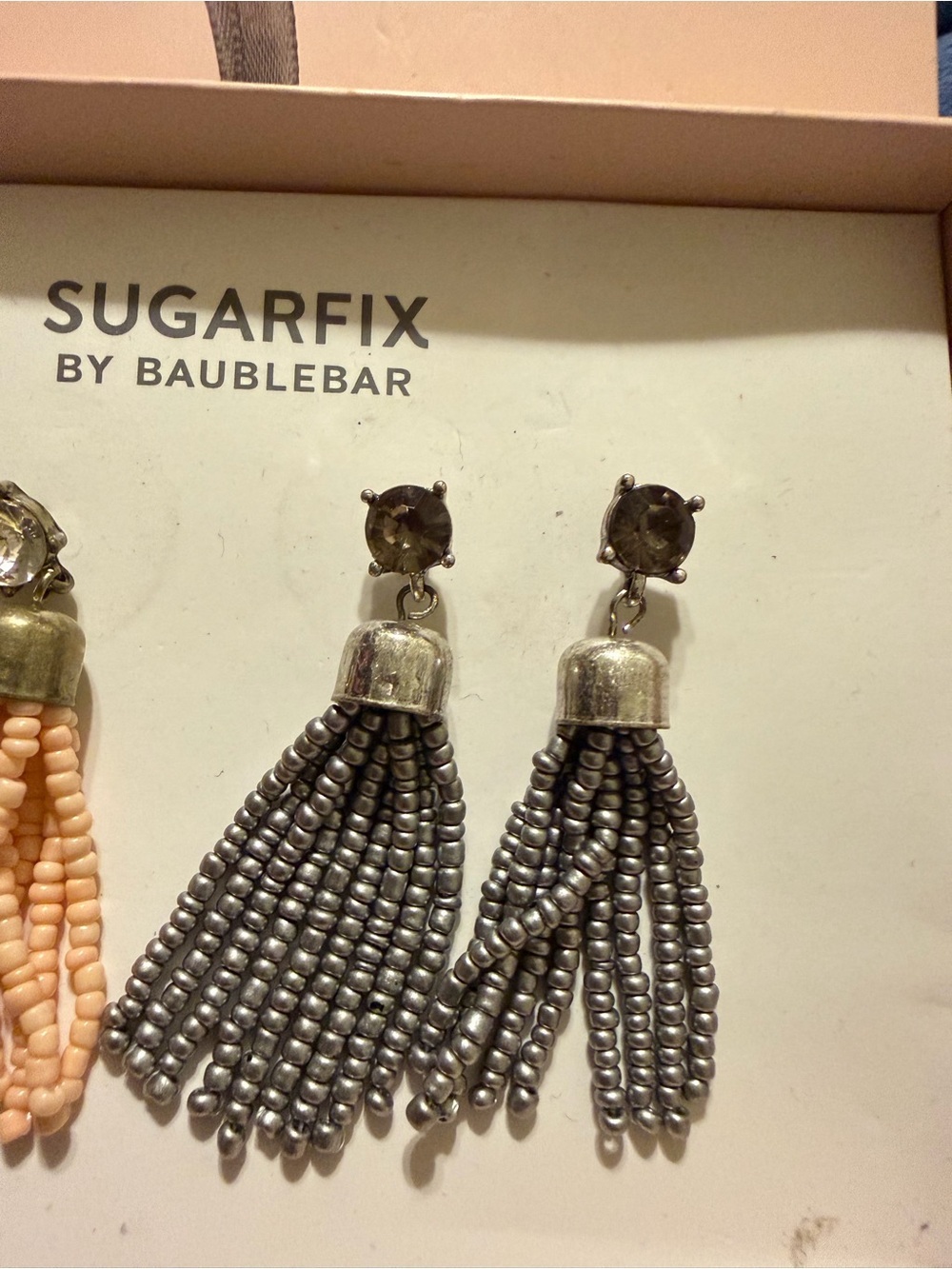Baublebar Sugarfix Peach and Gunmetal Tassel Earrings — Set of 2 - Picture 4 of 6